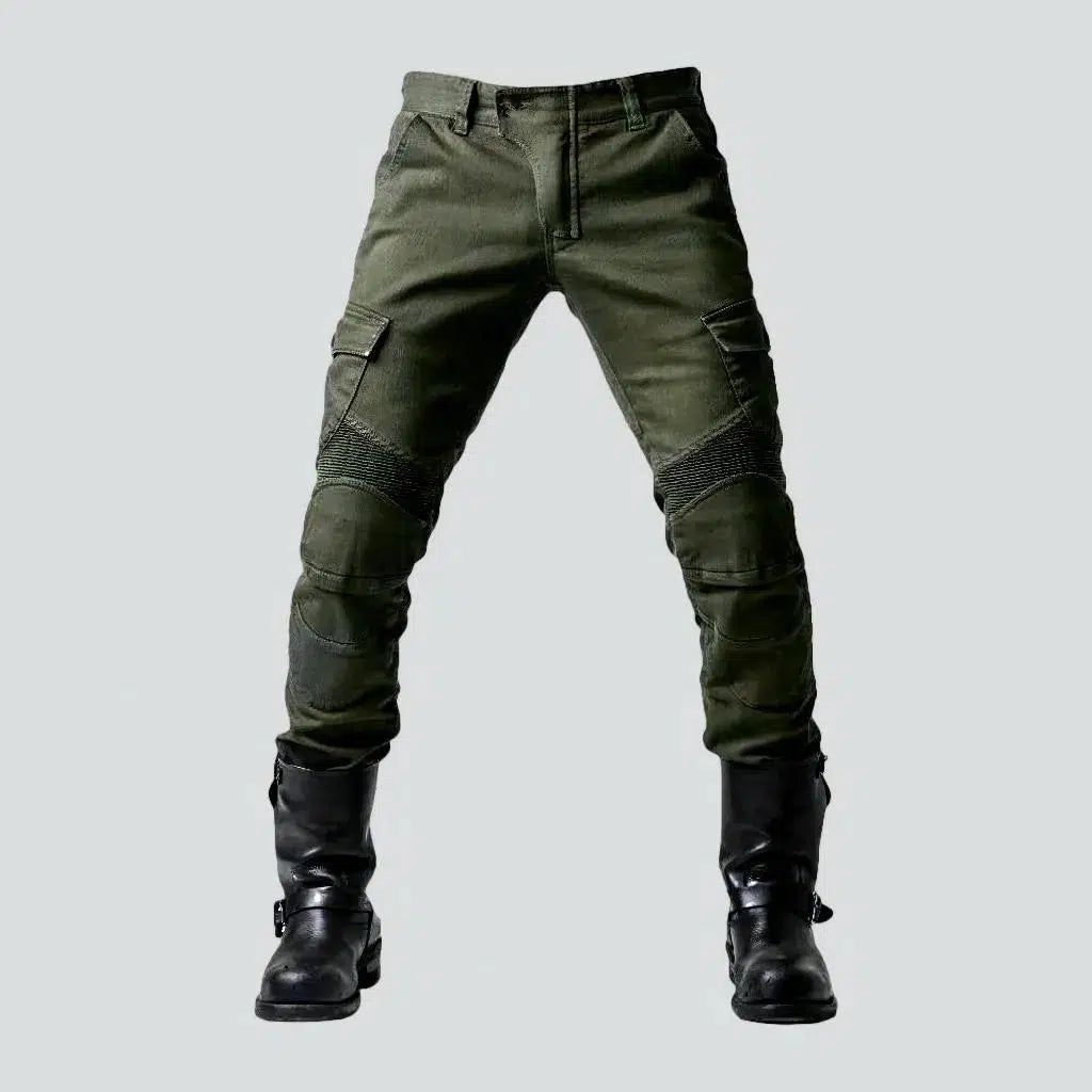 Branded Jeans for Quality -Mid-waist cargo men's biker jeans