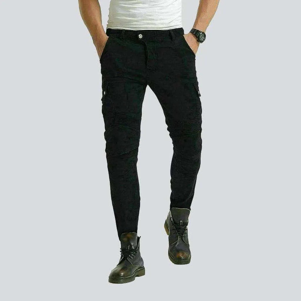 Patchwork Jeans for Bohemian -Black biker jeans for men