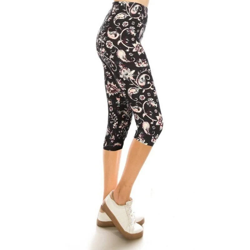 Straight-leg tight trousers for men with sharp crease and streamlined design -Print Capri Leggings