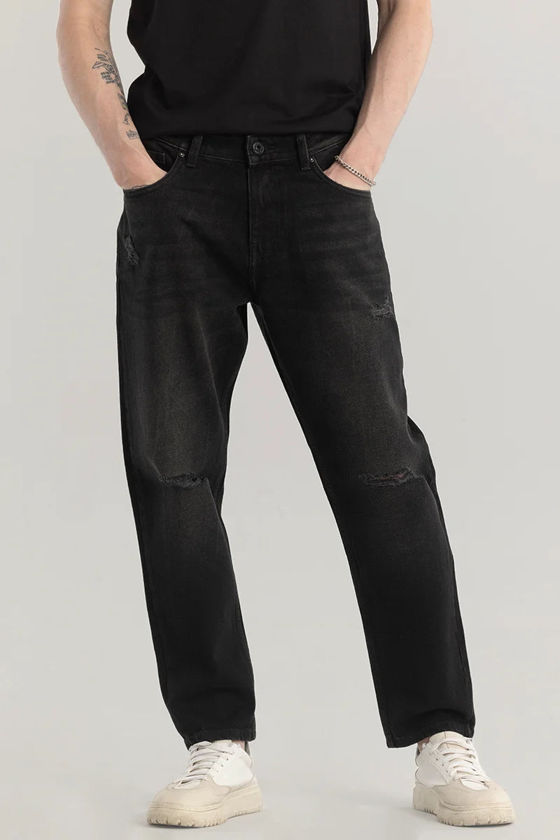 Fishing Jeans for Water -Rosal Black Plain Baggy Fit Jeans