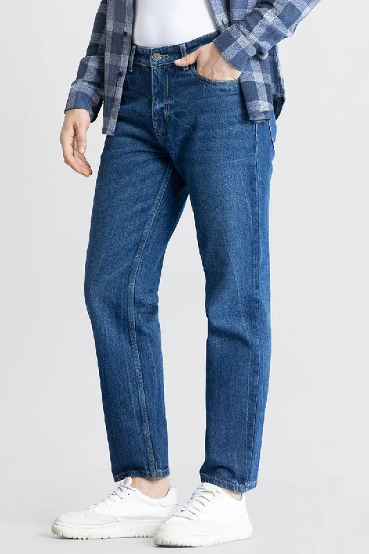 Dark Wash Jeans for Elegance -Refined Indigo Blue Relaxed Fit Jeans