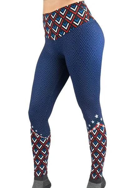 Sleek tight trousers for men with black color and slim, sharp cut -Women's Chevron Freedom Leggings