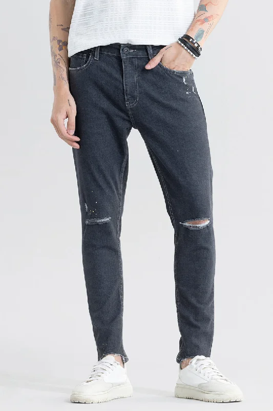 Patchwork Jeans for Bohemian -Urban Edge Black Skinny Fit Jeans