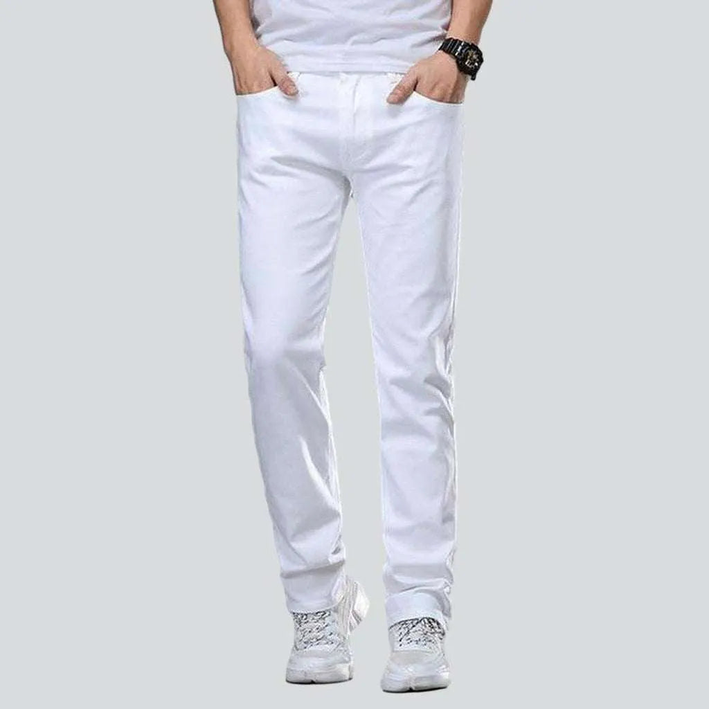 Party Jeans for Night Out -White regular men's jeans