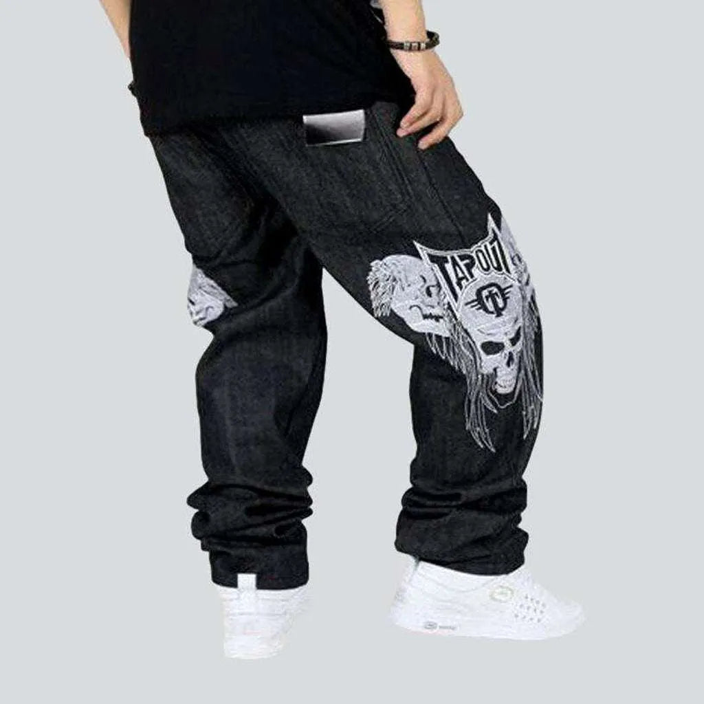 Printed Jeans for Pattern -Hip-hop skull embroidery jeans