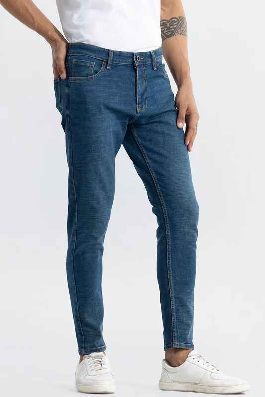 Low Waisted Jeans for Casual -Vizer Washed Blue Skinny Jeans