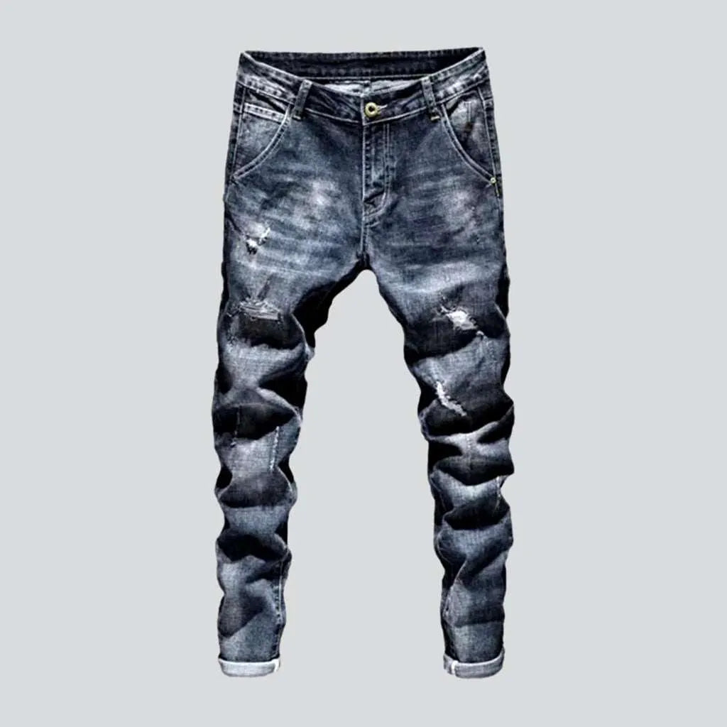 Printed Jeans for Pattern -Distressed vintage urban men's jeans