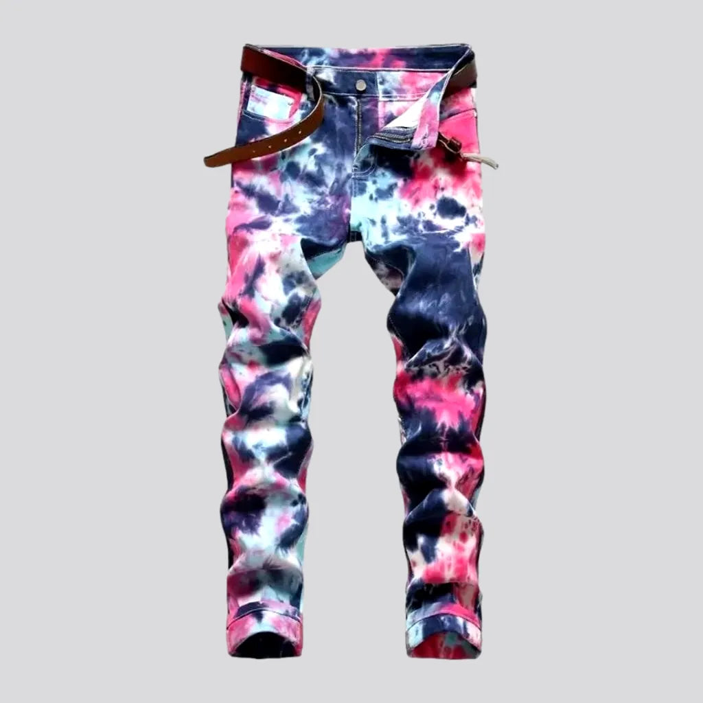 Casual Friday Jeans for Relaxed -Y2k men's tie-dyed jeans