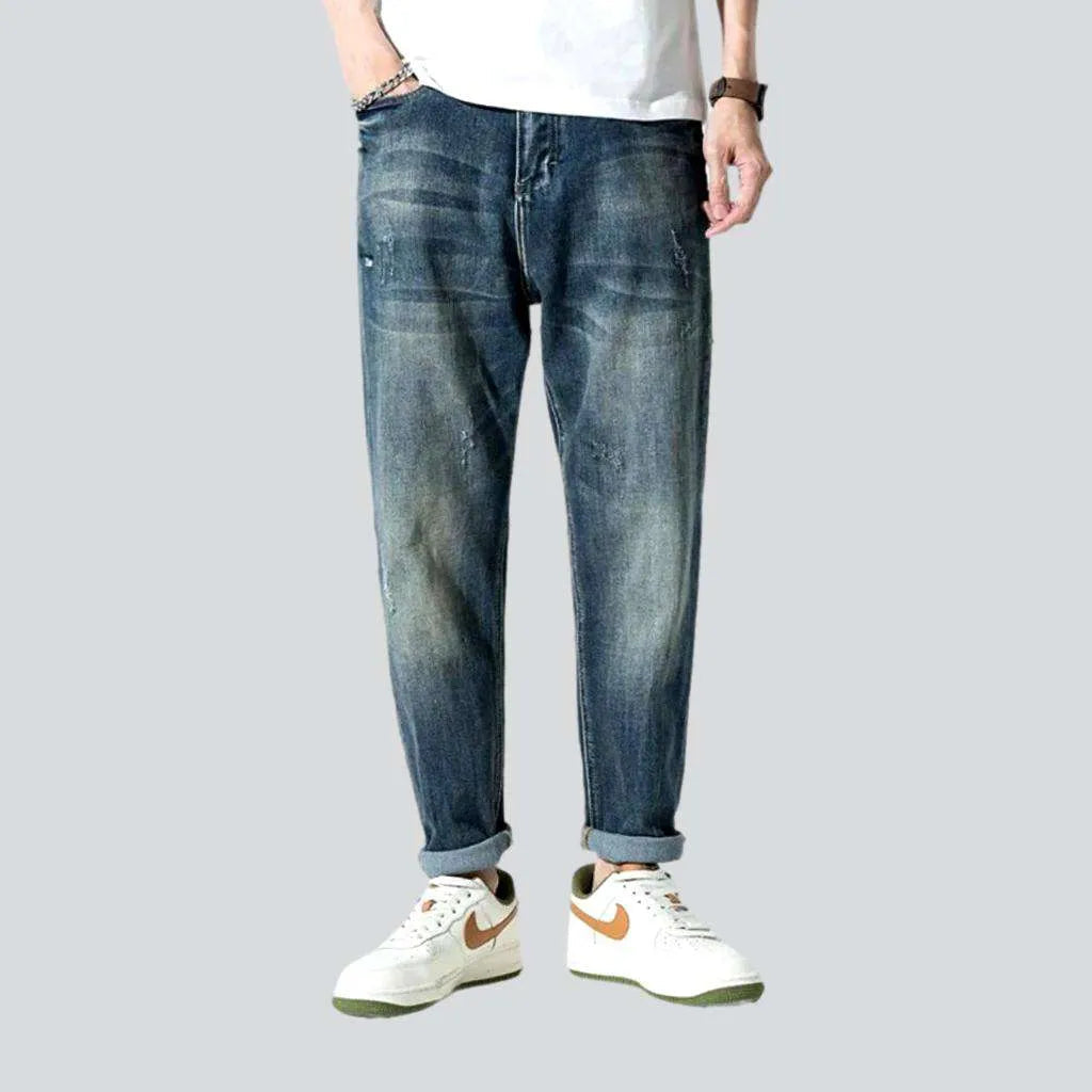 Relaxed Jeans for Comfortable -Baggy men's sanded jeans