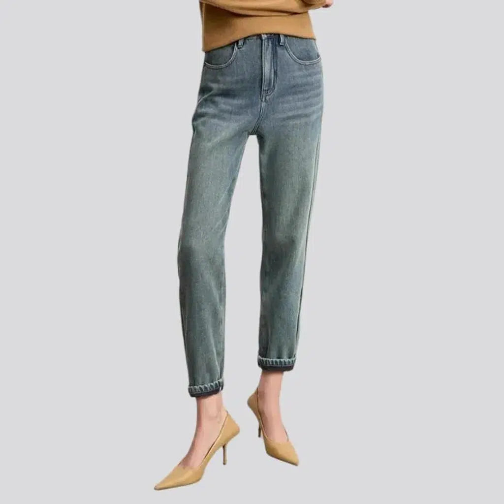 Low Waisted Jeans for Casual -Medium-wash insulated jeans for ladies