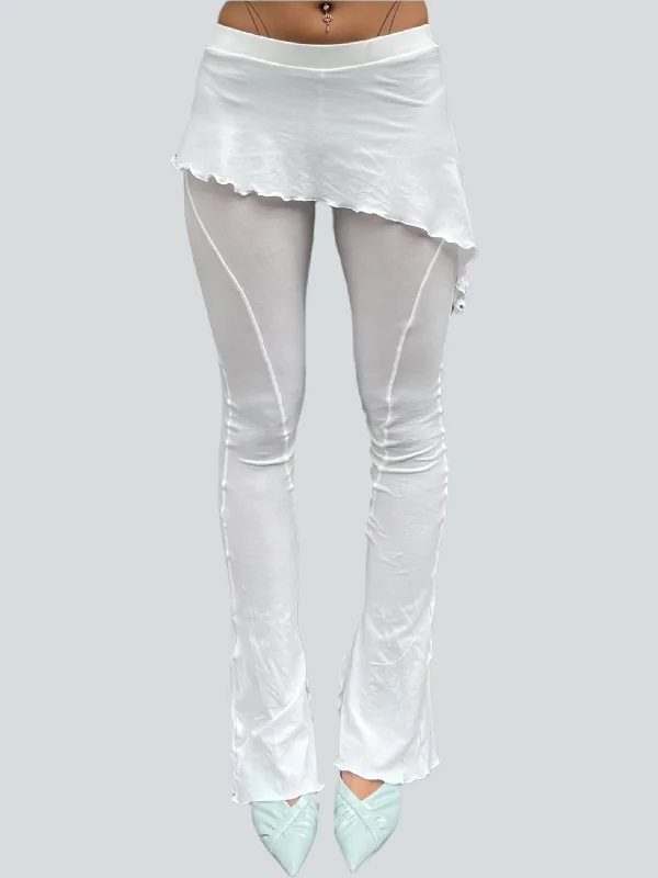 Soft fabric tight trousers for women with breathable material for year-round wear -Alice leggings. Low Rise. White