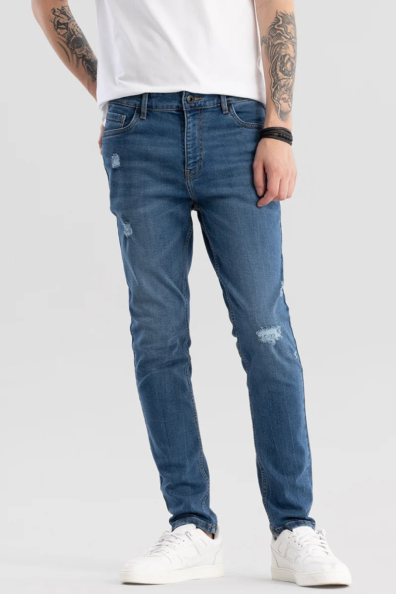 Travel Jeans for On-the-go -Denity Slim Fit Blue Jeans