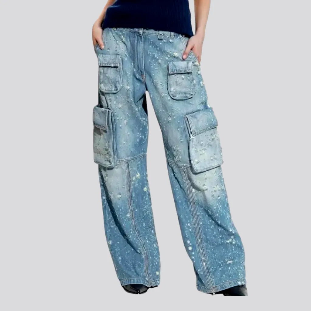 Jean Skirts for Feminine -High rise distressed look women's jeans