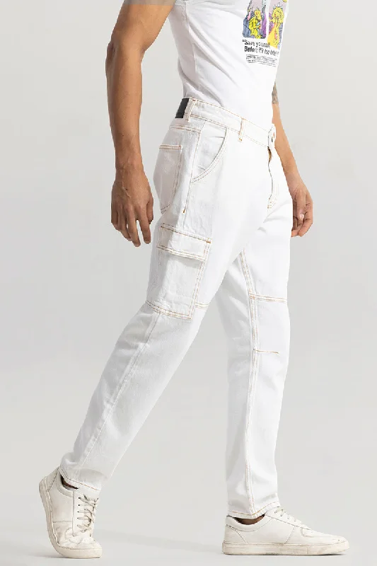 Flare Jeans for Retro Vibe -Slinger White Baggy Fit Jeans