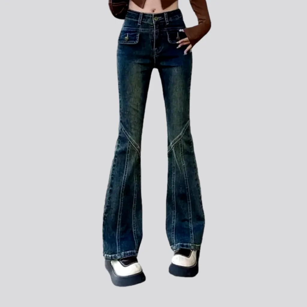 Skinny Jeans for Slim Fit -Vintage women's dark-wash jeans