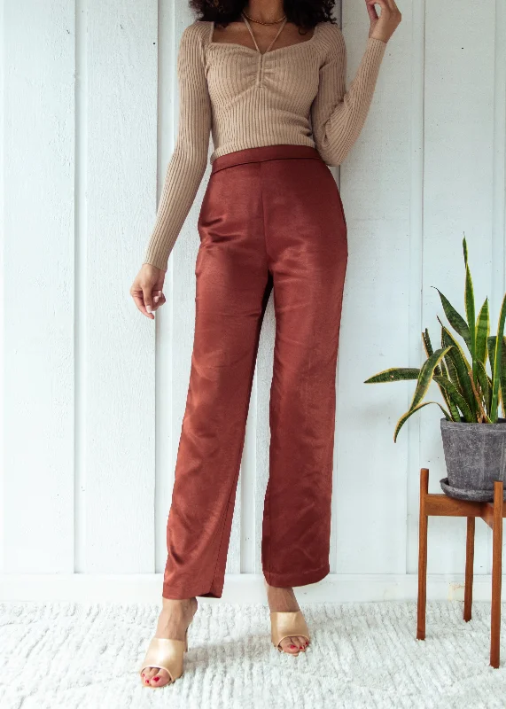 Casual drawstring pants for effortless home relaxation -SERENA SATIN PANT