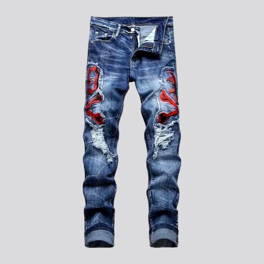 Valentine's Day Jeans for Romantic -Distressed skinny fit men's jeans