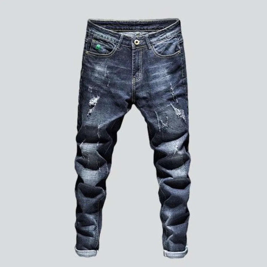 Party Jeans for Night Out -Dark wash men's ripped jeans