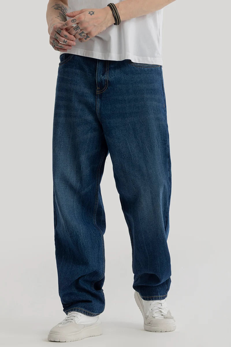 Office Jeans for Professional -Lars Dark Blue Loose Fit Jeans