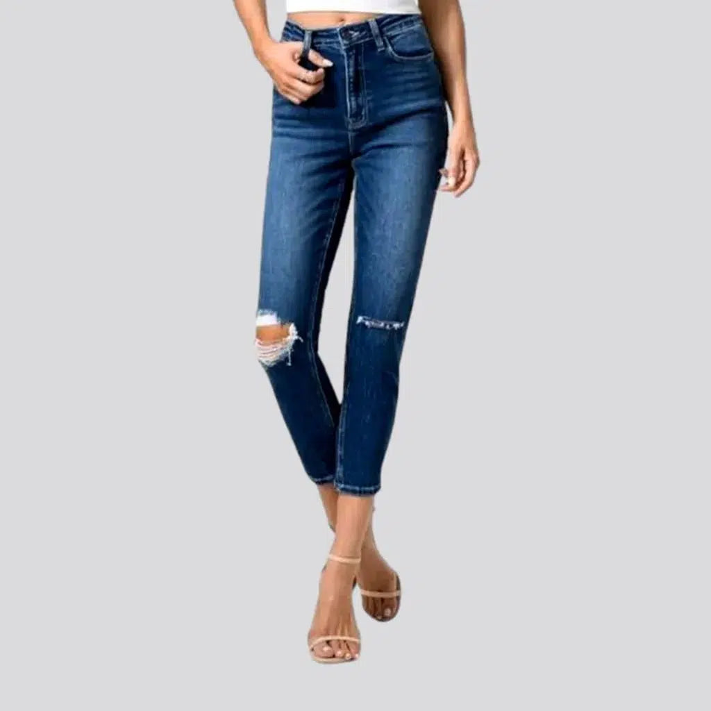 Graduation Jeans for Milestone -Dark-wash ankle-length jeans for ladies