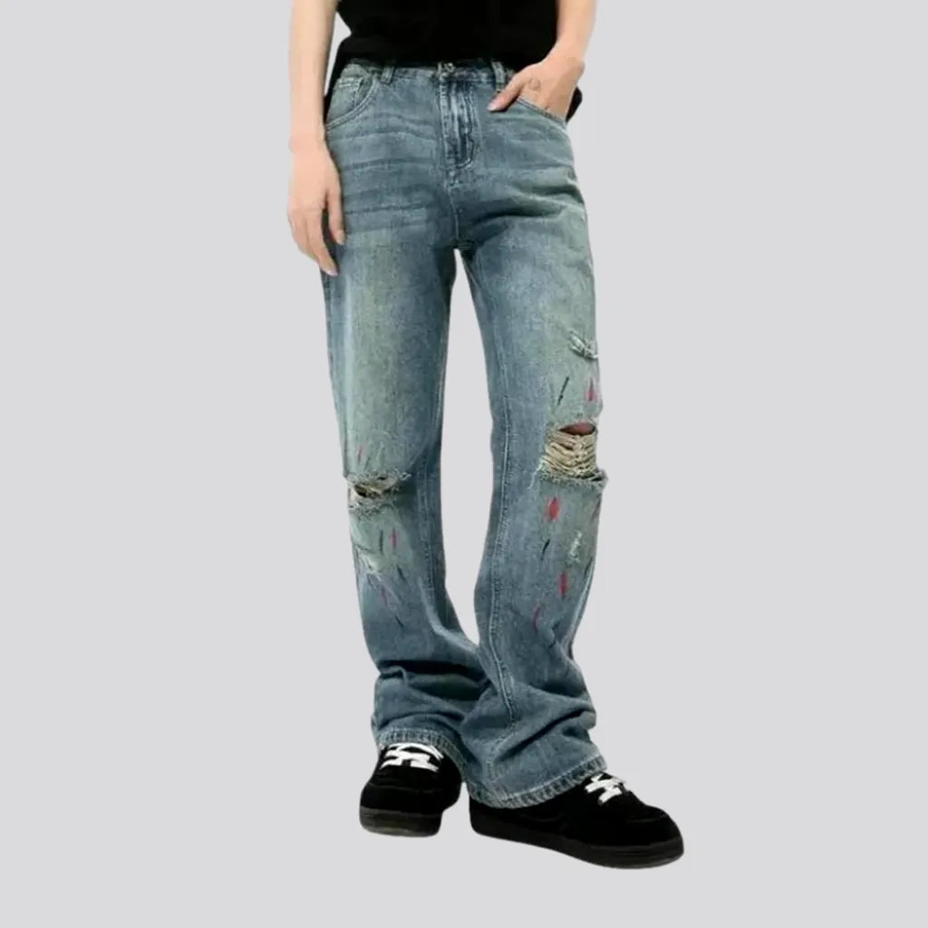 Anniversary Jeans for Special -Distressed boot-flare men's jeans