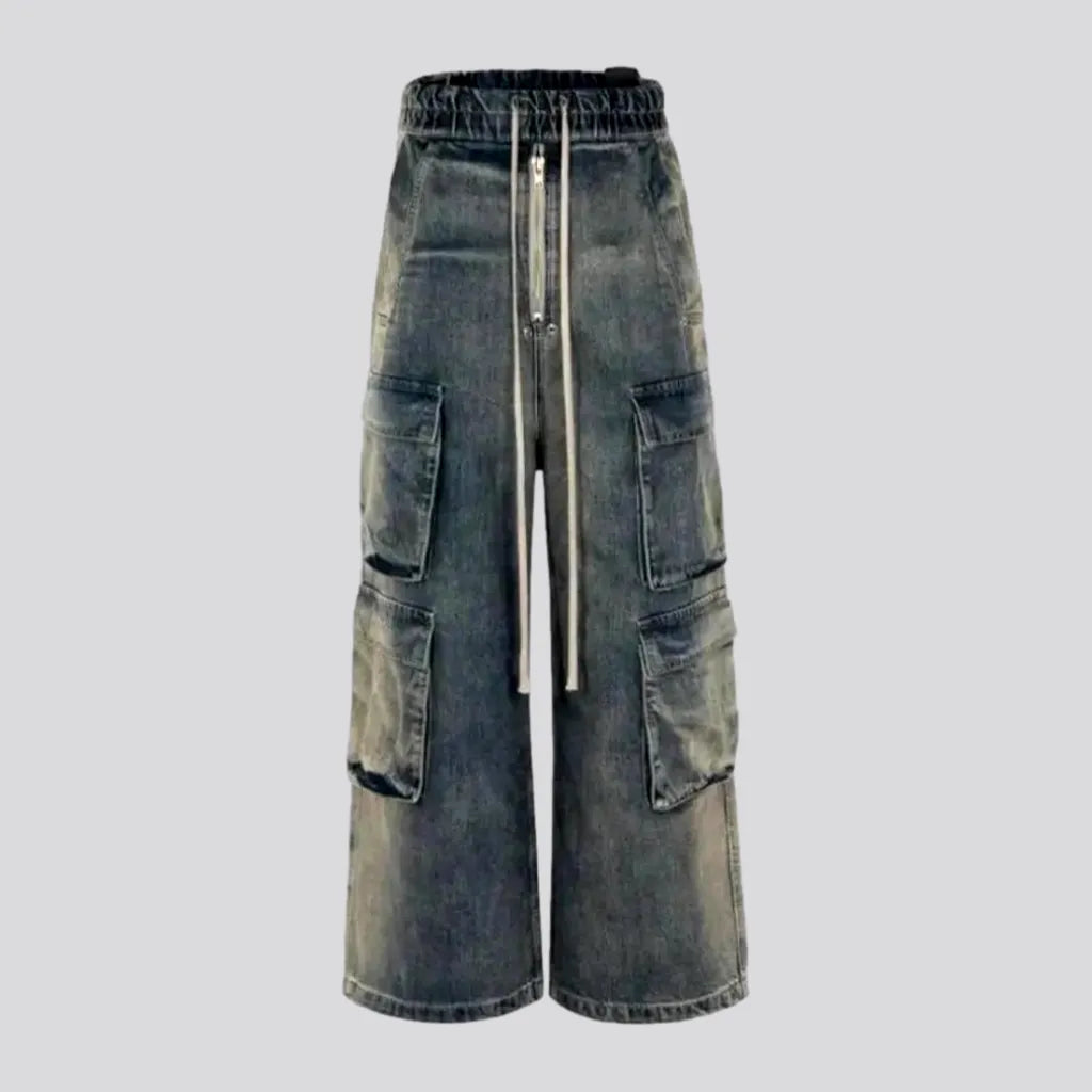 Cropped Jeans for Summer Look -Cargo high-waist jeans
 for men