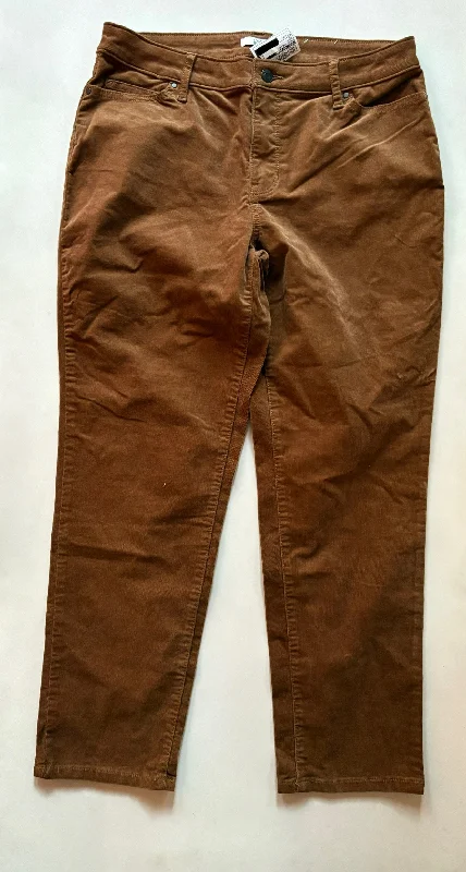 Retro bell-bottom pants for 70s-inspired fashion -Pants Corduroy By Croft And Barrow In Brown, Size: 12p