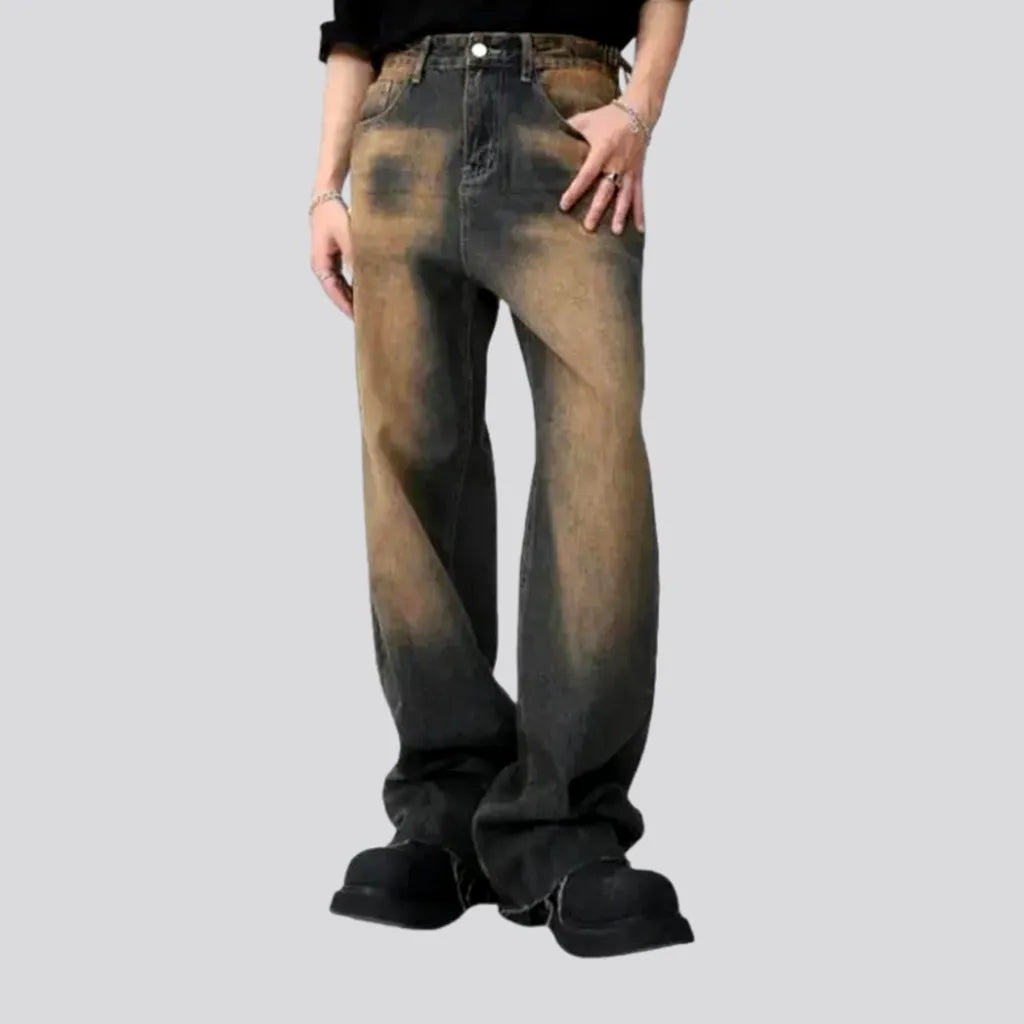 High Waisted Jeans for Shape -Raw-hem sanded jeans
 for men