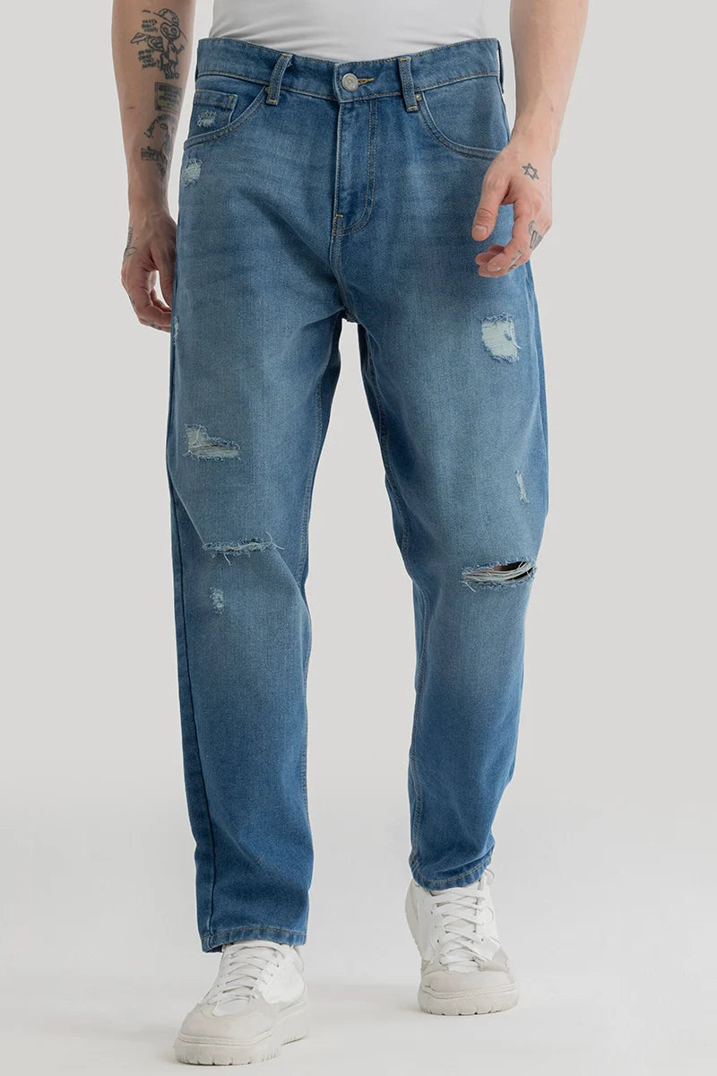 Fashion Jeans for Trendsetter -Kirsten Blue Distressed Baggy Fit Jeans