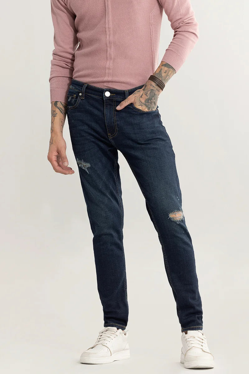 Branded Jeans for Quality -Ripple Blue Skinny Jeans