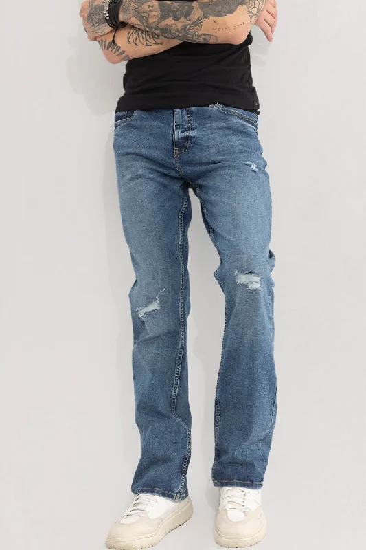 Cargo Jeans for Utility -Urbanite Pebble Blue Straight Fit Jeans