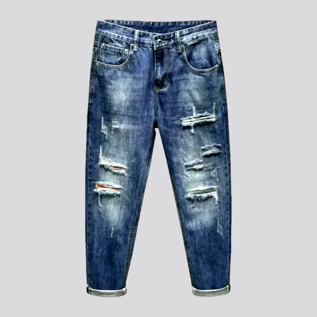 Holiday Jeans for Festive -Distressed sanded jeans for men