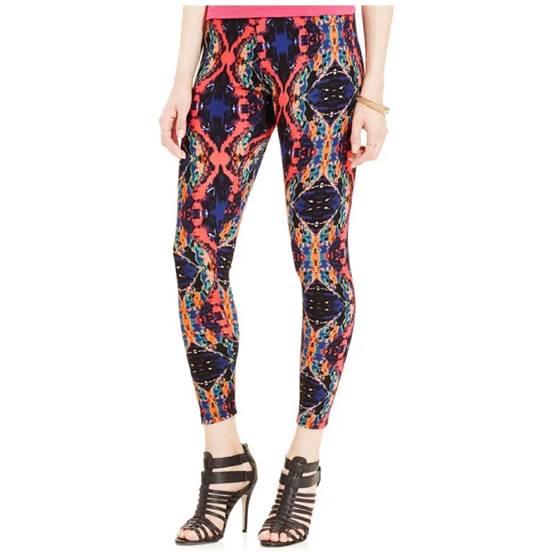 Bright colored tight trousers for women with striking hues for bold statement -Material Girl Womens Printed Casual Leggings, Pink, X-Small