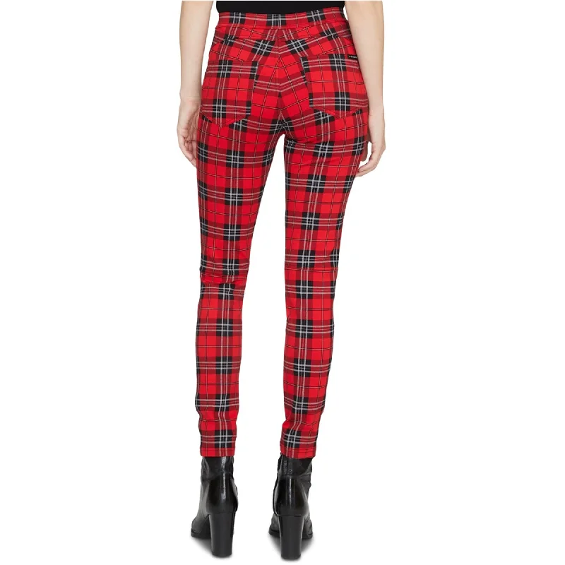 Tight trousers for men with stretch fabric and slim, modern cut -Sanctuary Clothing Womens Grease Plaid Casual Leggings, Red, X-Small