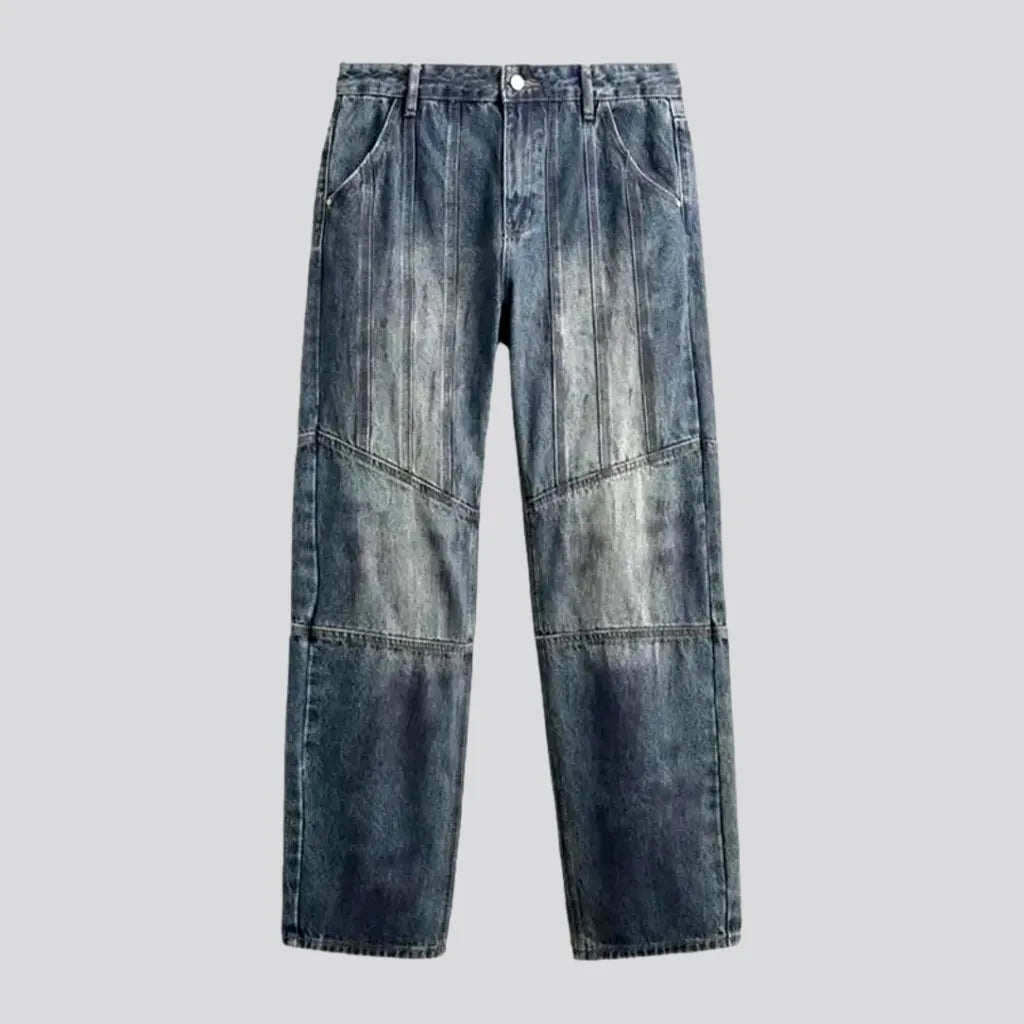 High-end Jeans for Exclusivity -Medium rise sanded boho men's jeans