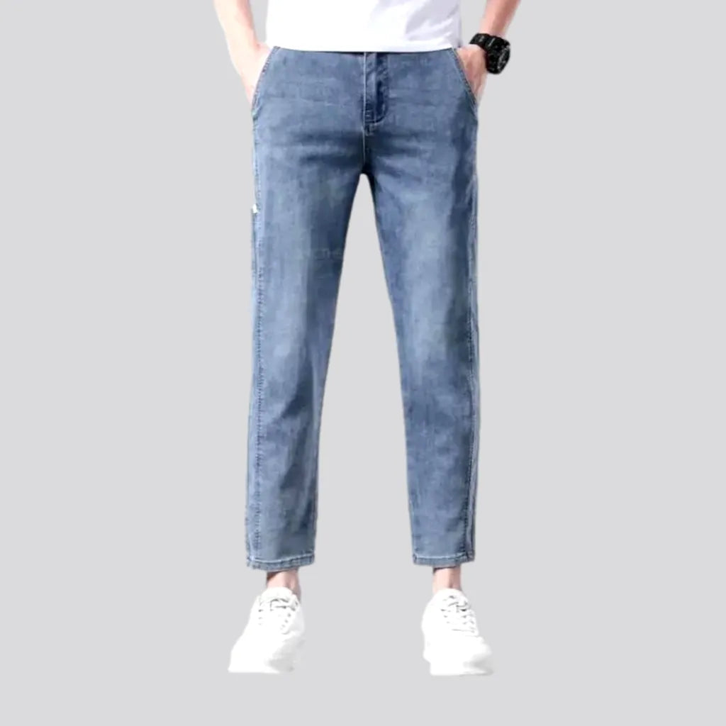 Cuffed Jeans for Stylish Touch -Thin men's vintage jeans