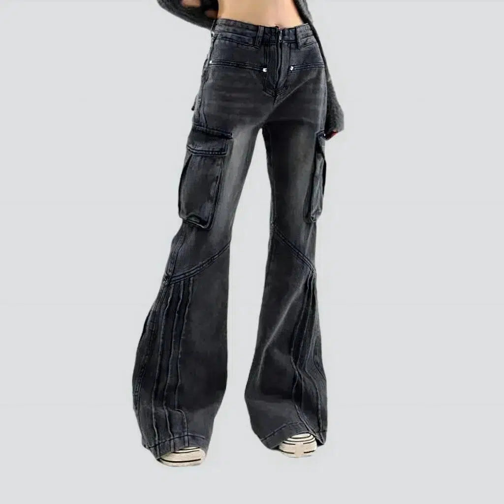 Decorated Back Pocket Jeans for Style -Mid-waist fashion jeans
 for women