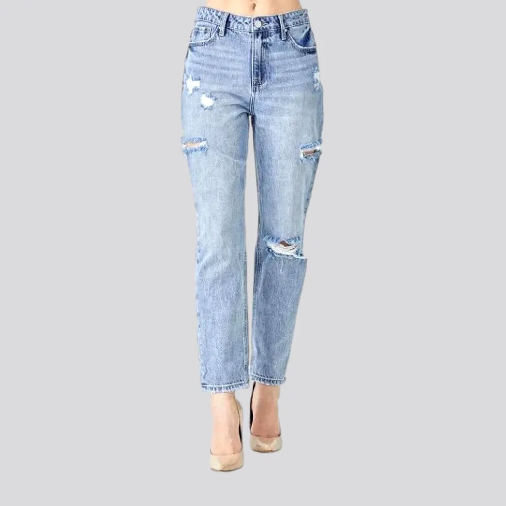 High Waisted Jeans for Shape -Mom distressed jeans
 for women