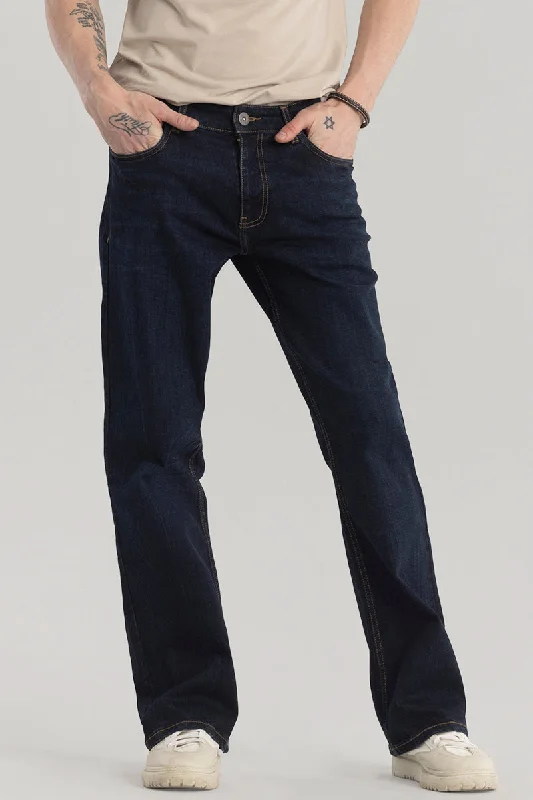 Distressed Jeans for Edgy Style -UrbanFlare Navy Boot Cut Jeans