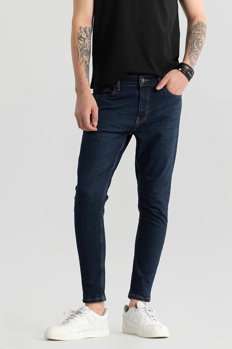 Wide Leg Jeans for Comfort -Livia Prussian Blue Skinny Fit Jeans