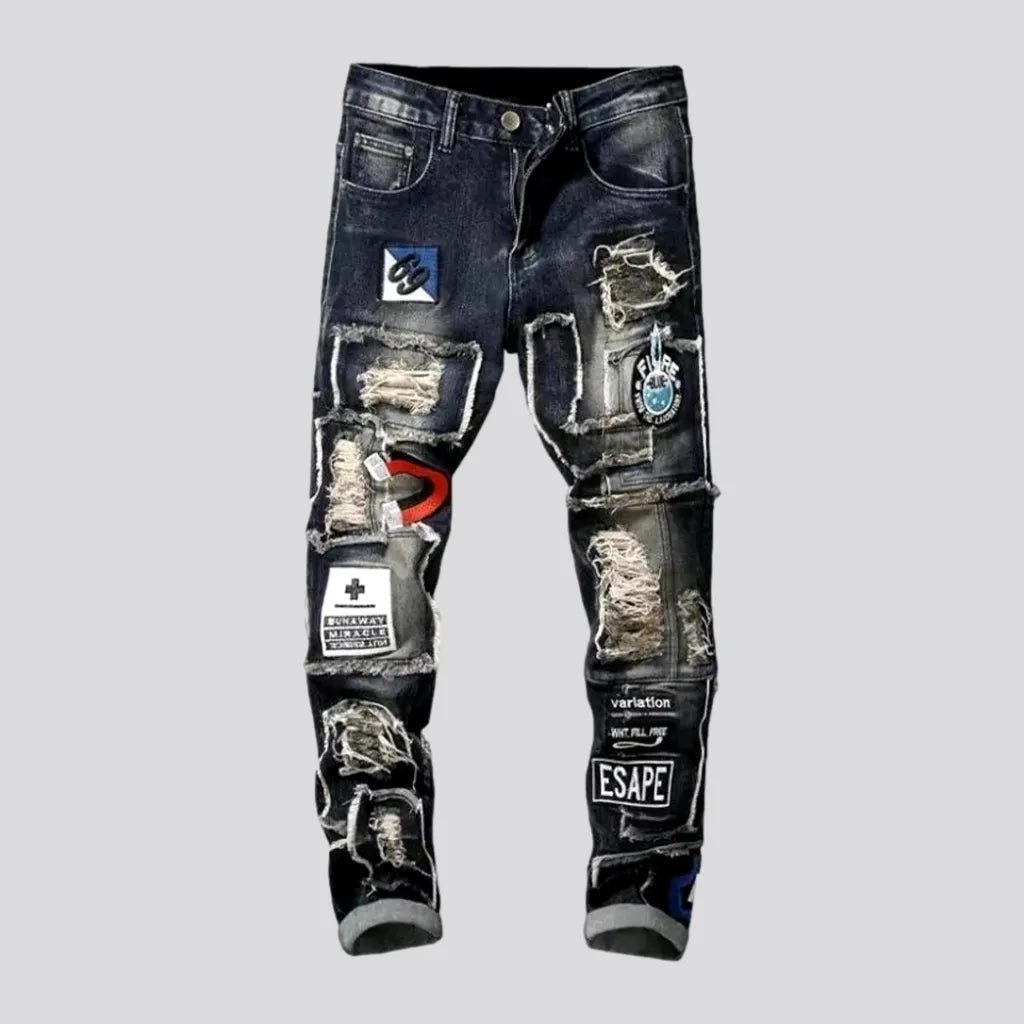 Capri Jeans for Beach Style -Patchwork men's skinny jeans