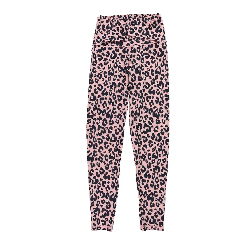 Luxury tight trousers for women with fine fabric and elegant tailoring -OFFLINE Womens Twist Front Leopard Casual Leggings, Pink, Small