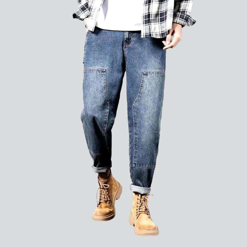 Cropped Jeans for Summer Look -Patched legs carpenter men's jeans