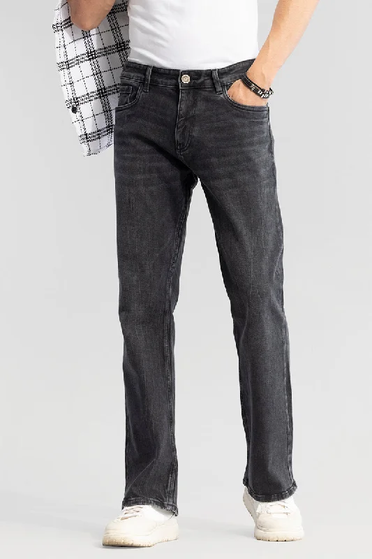 Side Pocket Jeans for Extra -RetroRipple Slate Black Bootcut Jeans