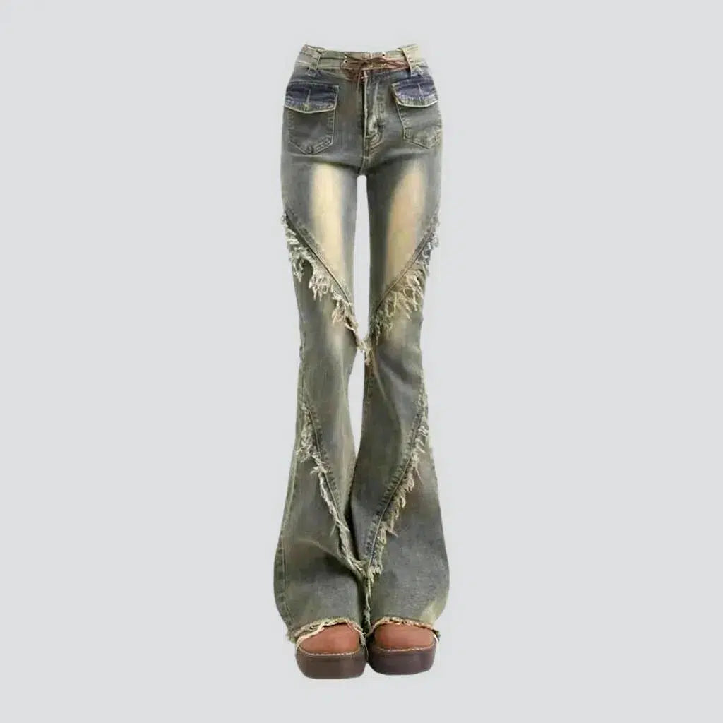 Hunting Jeans for Woods -Sanded women's floor-length jeans