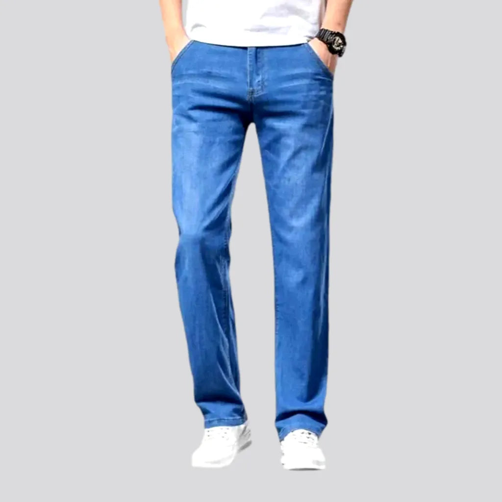 Frayed Hem Jeans for Edgy -Thin men's lyocell jeans