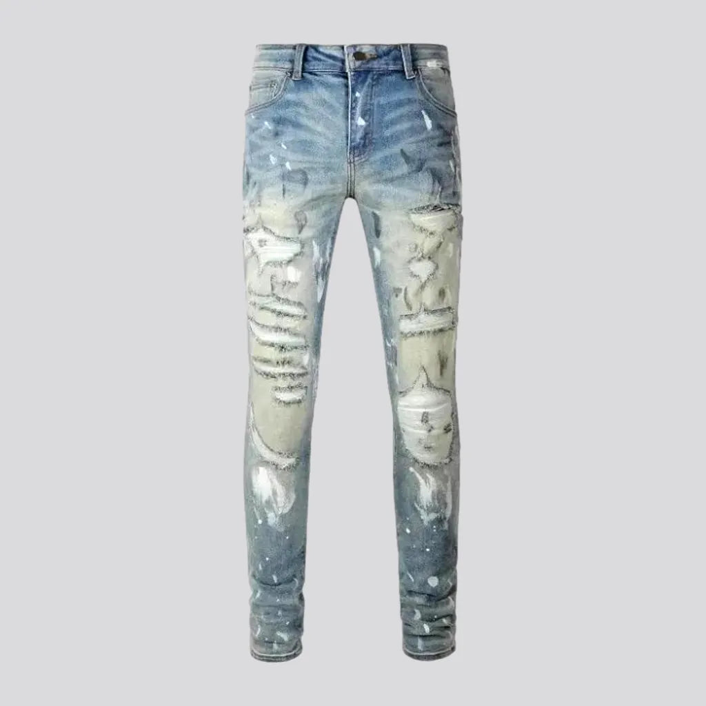 Mini Shorts Jeans for Youthful -Grunge men's sanded jeans