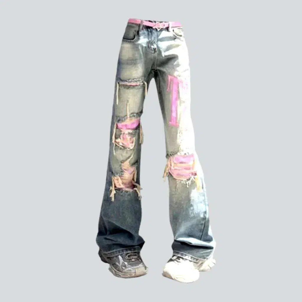 Light Wash Jeans for Casual -Flared y2k jeans
 for ladies