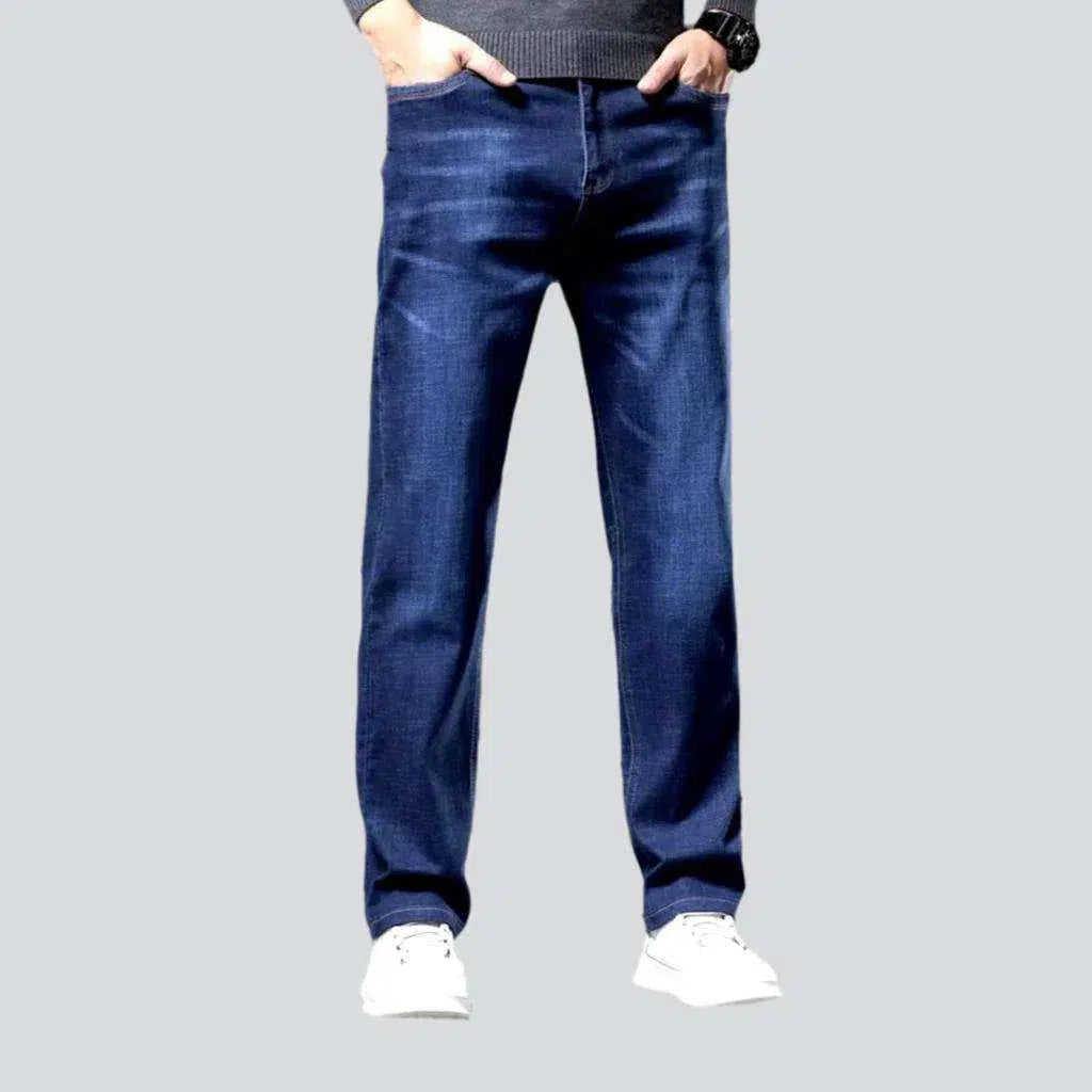 Bermuda Shorts Jeans for Modesty -Straight men's whiskered jeans