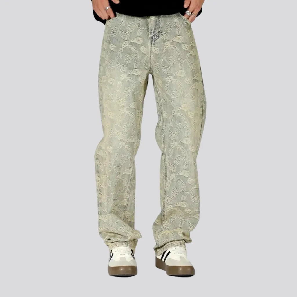 Raw Hem Jeans for Trendy -Street style loose fit men's jeans